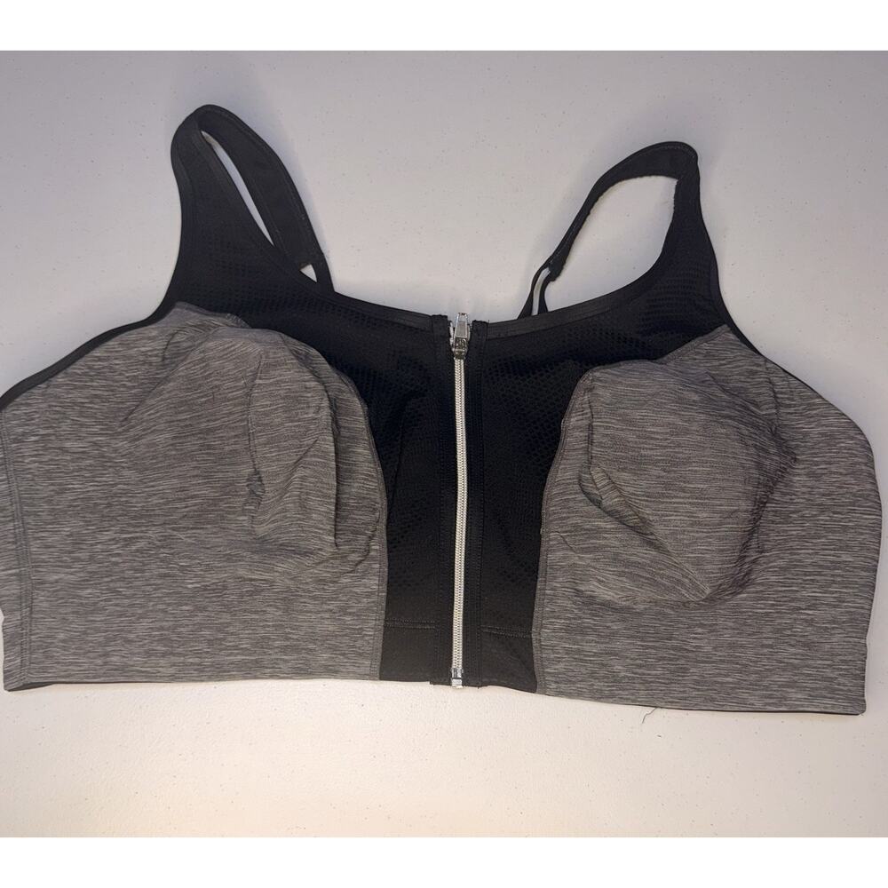 48DDD Catherine’s Intimates Front Sip Sports Bra Gray/black